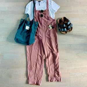 Brown/pink cotton jumpsuit
